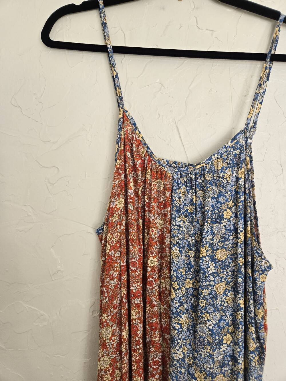 Natural Life Boho Blue Orange Floral Midi Dress, M - Picture 3 of 8